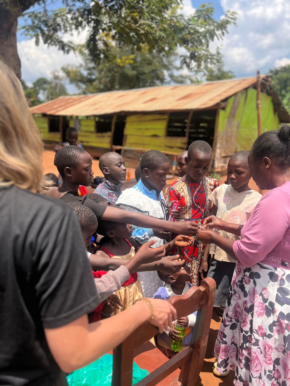 Child participating in group activities